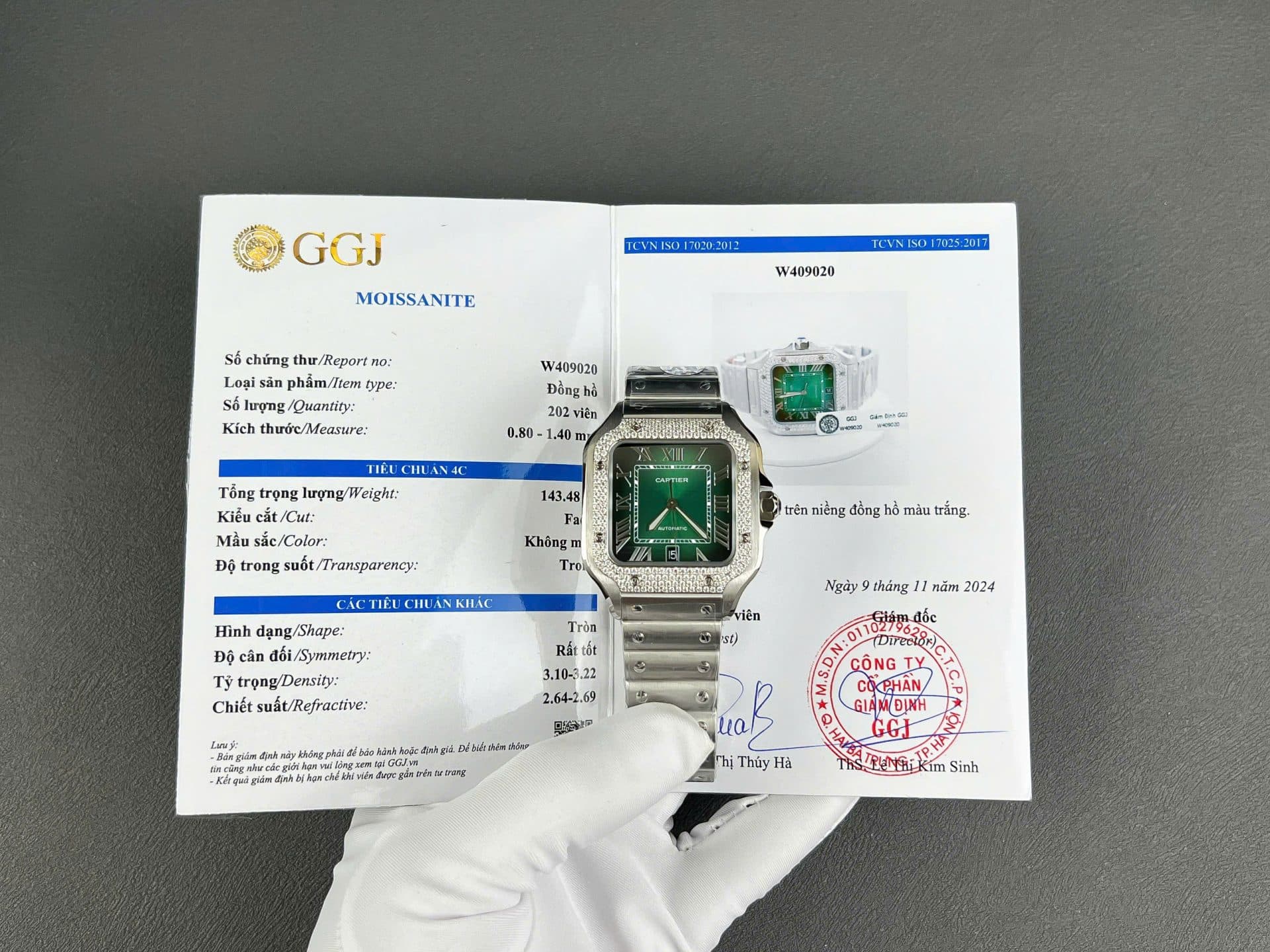 Dong-Ho-Cartier-Santos-Mau-Xanh-La-Cay-Che-Tac-Dinh-Kim-Cuong-Moissanite-BVF-39-7-1