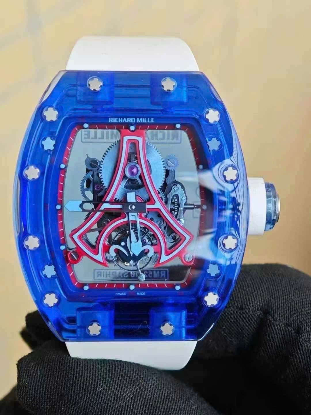 Dong-Ho-Richard-Mille-RM52-03-Paris-Saint-Germain-Tourbillon-Rep-1-1-Vo-Sapphire-Xanh-40x48mm-1-1