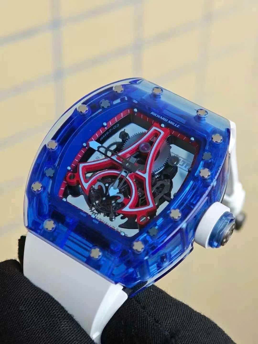 Dong-Ho-Richard-Mille-RM52-03-Paris-Saint-Germain-Tourbillon-Rep-1-1-Vo-Sapphire-Xanh-40x48mm-3-1