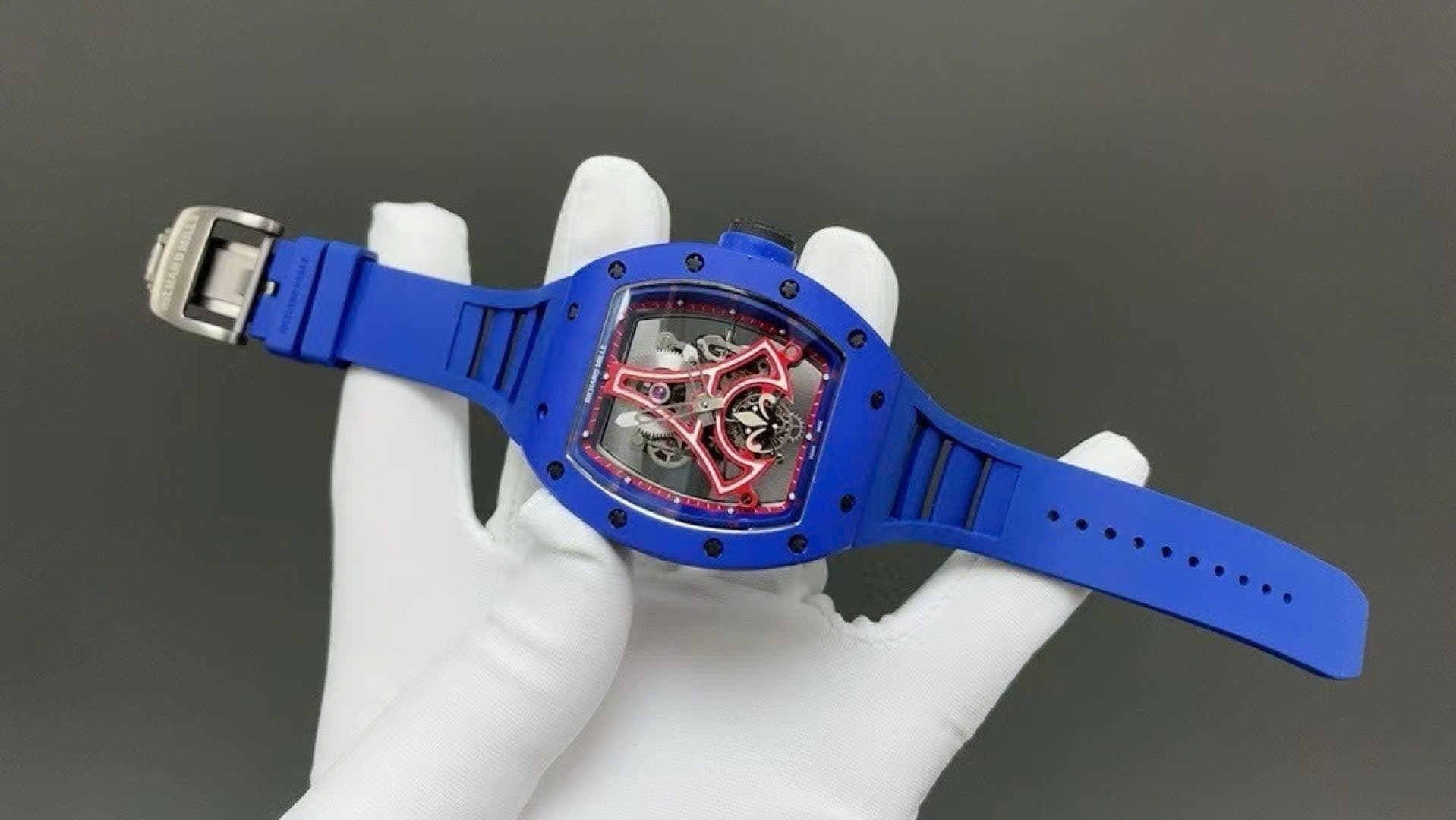 Dong-Ho-Richard-Mille-RM52-03-Paris-Saint-Germain-Tourbillon-Replica-1-1-Gom-Xanh-40x48mm-1-1