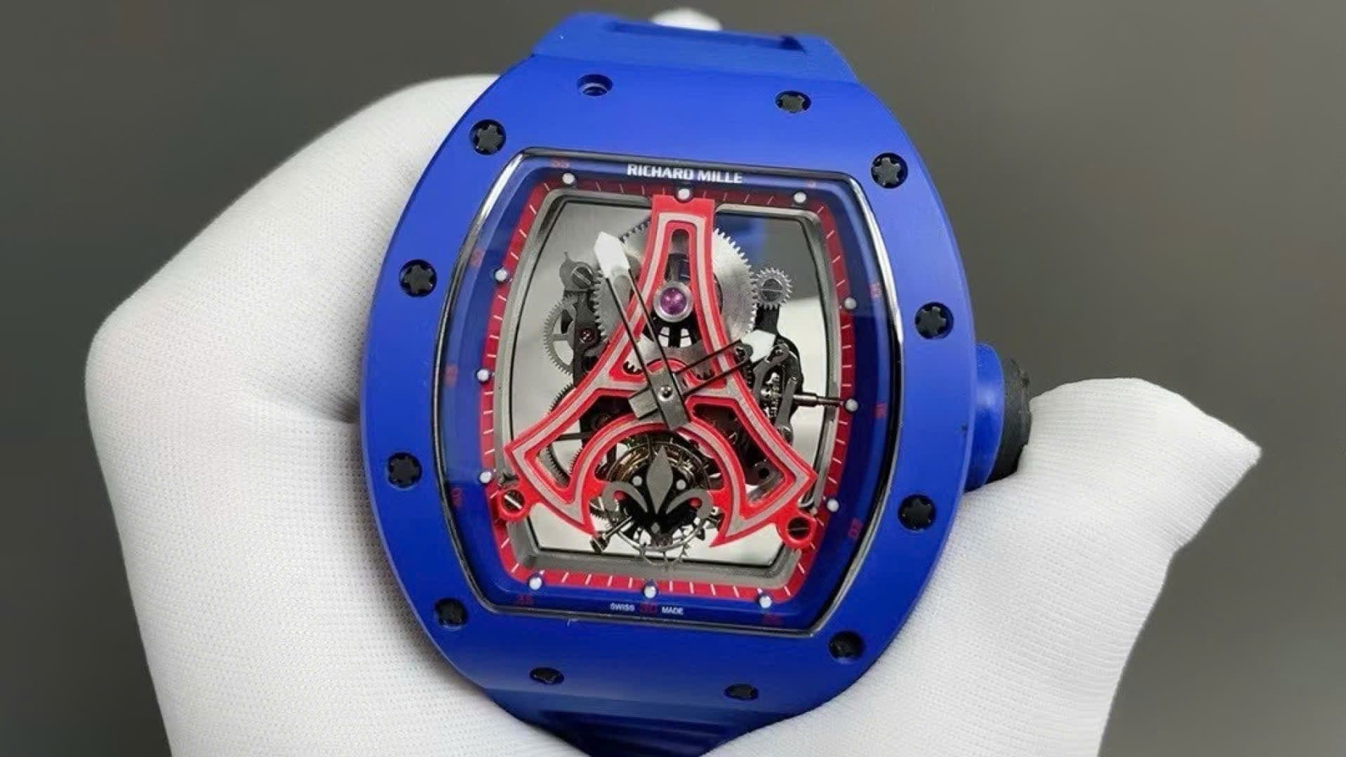 Dong-Ho-Richard-Mille-RM52-03-Paris-Saint-Germain-Tourbillon-Replica-1-1-Gom-Xanh-40x48mm-2-1