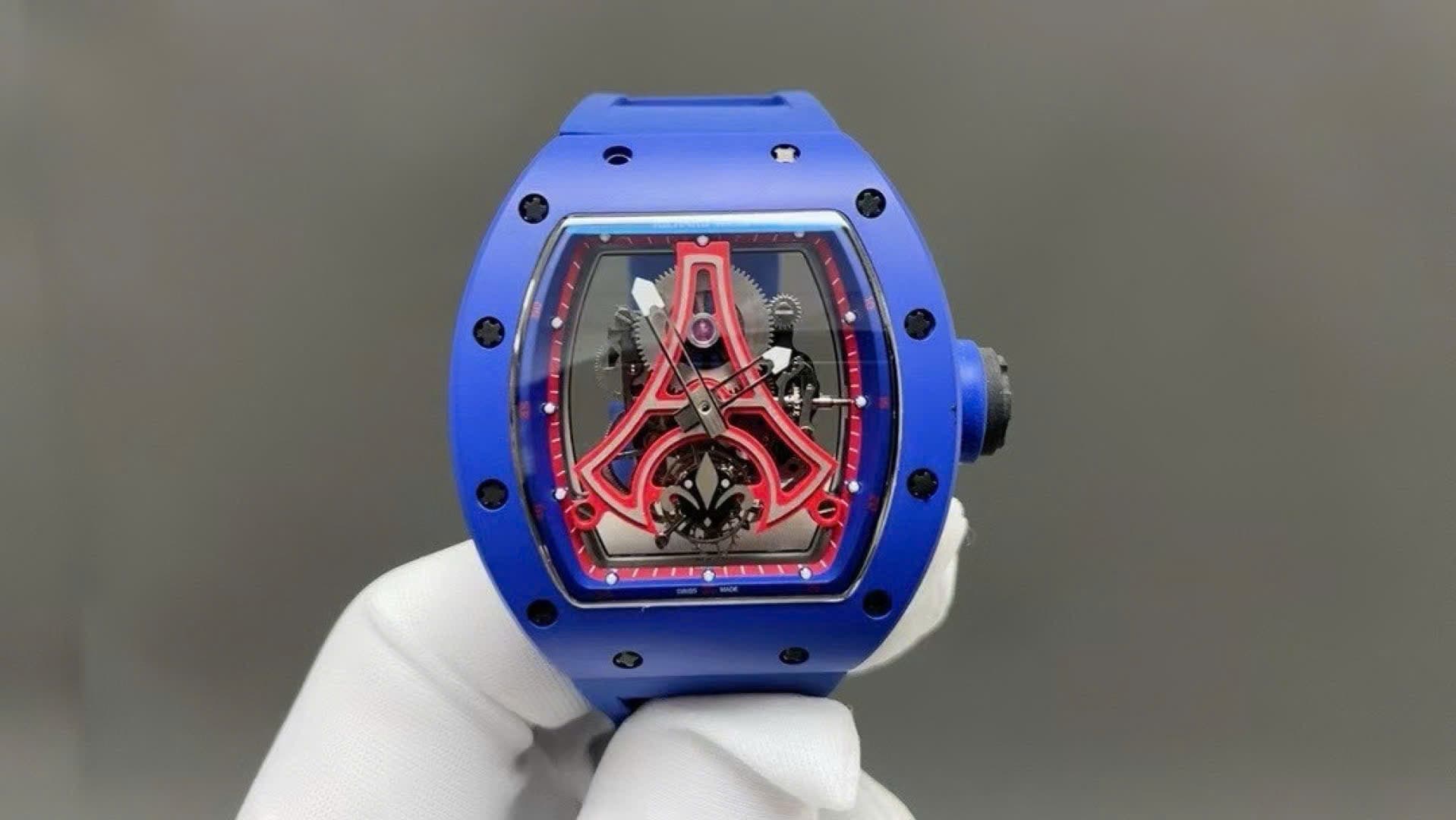 Dong-Ho-Richard-Mille-RM52-03-Paris-Saint-Germain-Tourbillon-Replica-1-1-Gom-Xanh-40x48mm-3-1