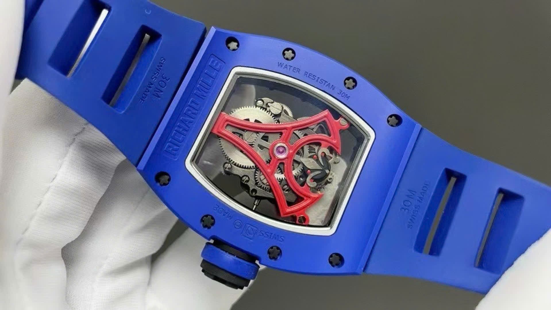 Dong-Ho-Richard-Mille-RM52-03-Paris-Saint-Germain-Tourbillon-Replica-1-1-Gom-Xanh-40x48mm-4-1