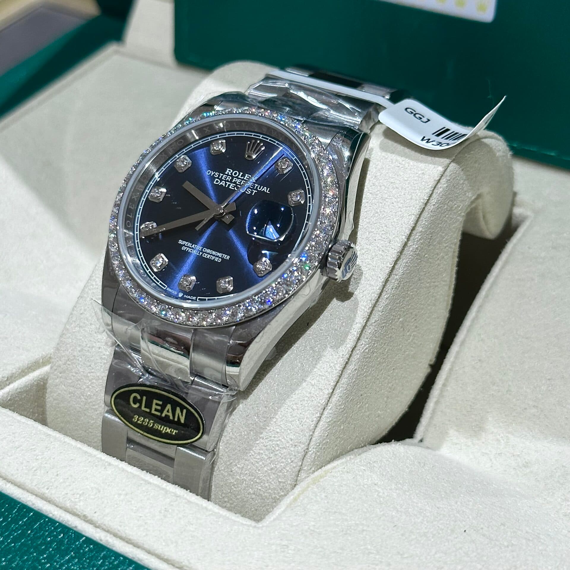 Dong-Ho-Rolex-DateJust-Do-Kim-Cuong-Moissanite-Mat-Xanh-Clean-Factory-41mm-5-1