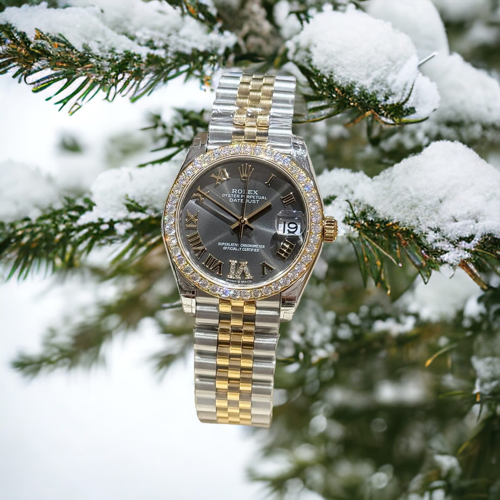 Dong-Ho-Rolex-DateJust-Do-Kim-Cuong-Moissanite-Replica-11-Mat-Xam-31mm-5-1