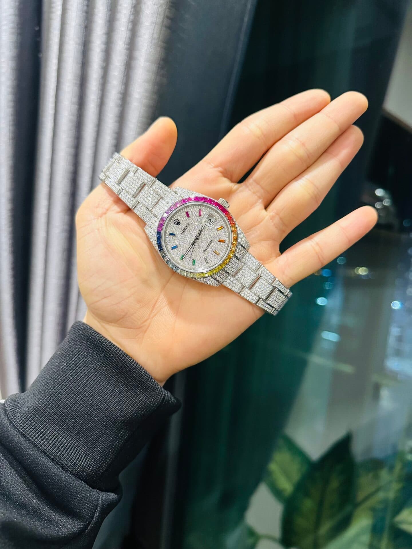 Dong-Ho-Rolex-DateJust-Rainbow-Replica-11-Dinh-Full-Kim-Cuong-Moissanite-41mm-5-1