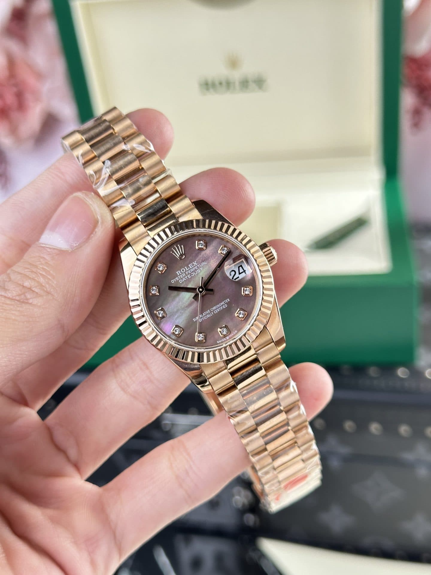Dong-Ho-Rolex-DateJust-Rose-Gold-178275-Nu-Mat-Xa-Cu-Tim-Replica-11-31mm-5-1