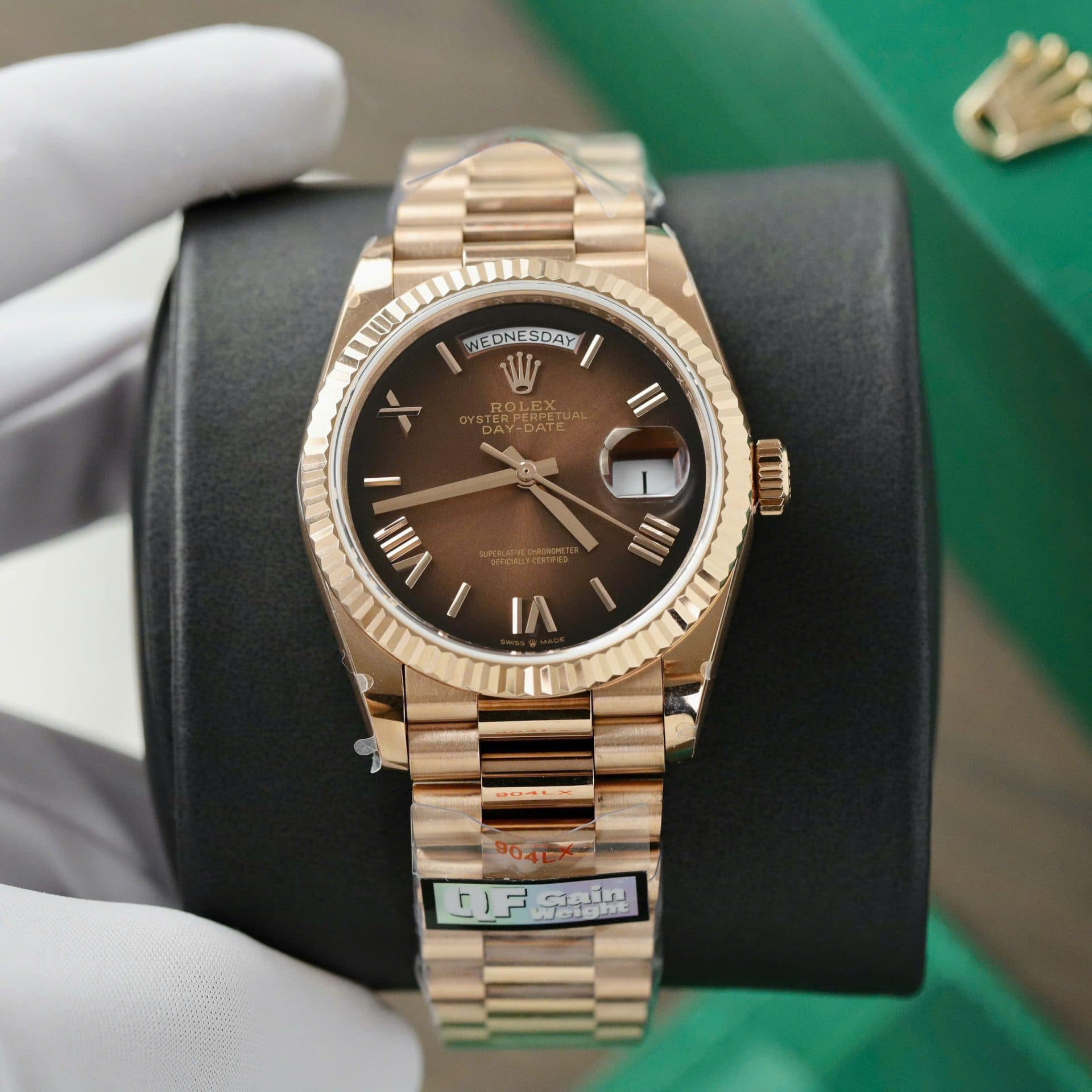 Dong-Ho-Rolex-Day-Date-128235-Replica-11-Mat-Chocolate-Trong-Luong-158gram-QF-Factory-36mm-2-1