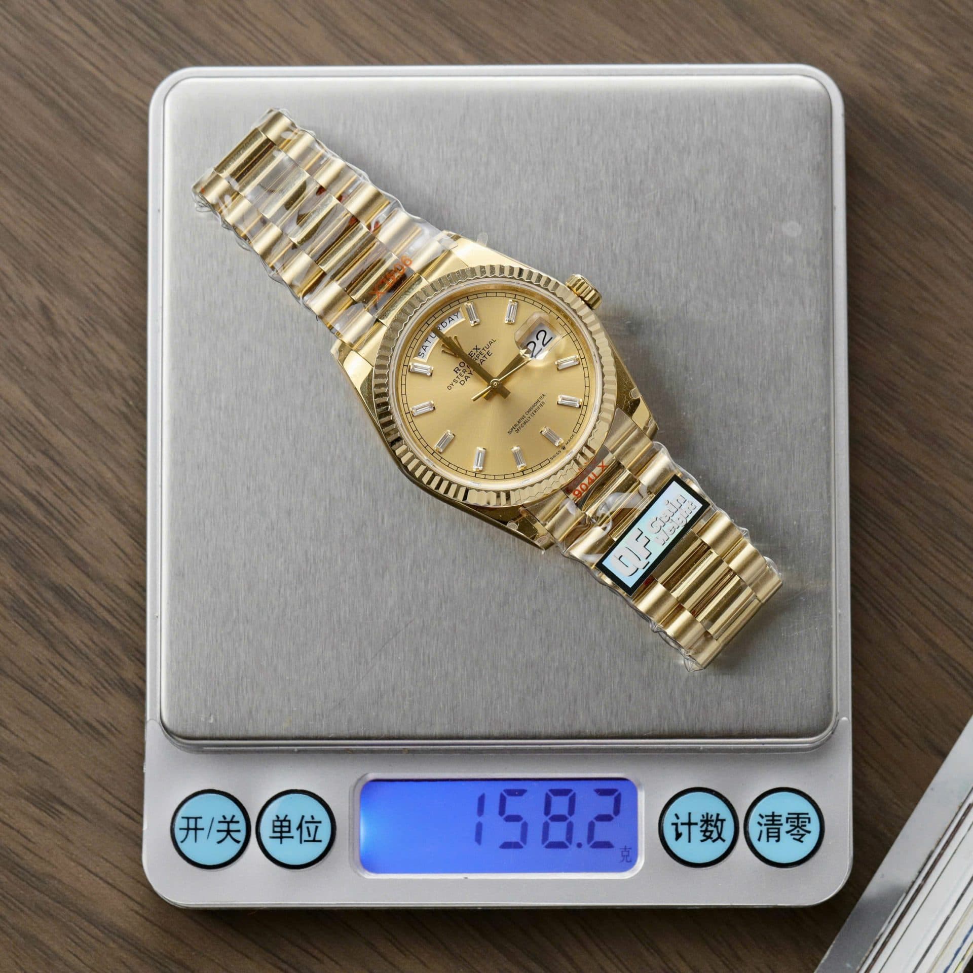 Dong-Ho-Rolex-Day-Date-128238-Che-Tac-Mat-Vang-Champagne-Trong-Luong-158gram-QF-Factory-36mm-1-1