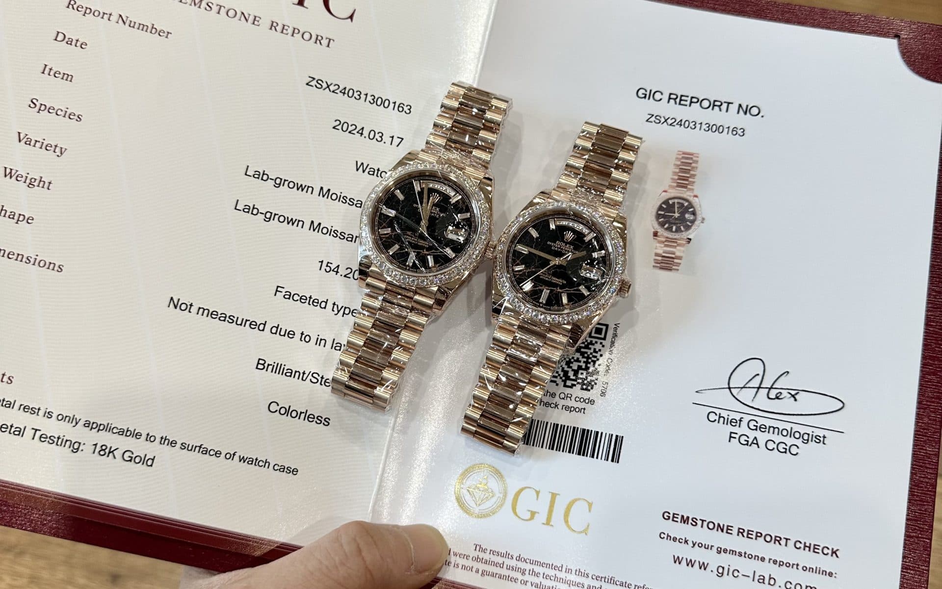 Dong-Ho-Rolex-Day-Date-Boc-Vang-Do-Moissanite-Mat-Nham-Thach-GS-158Grams-40mm-1-1