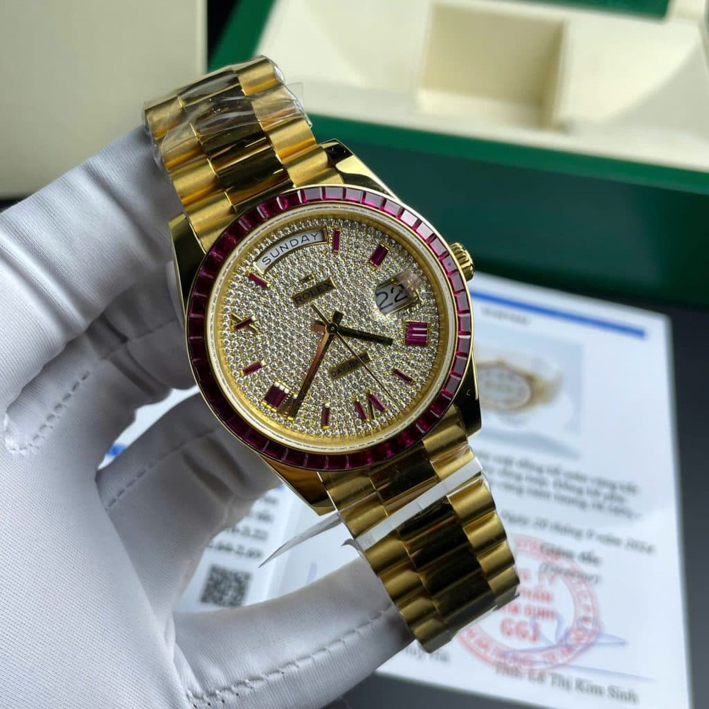 Dong-Ho-Rolex-Day-Date-Do-Ruby-Do-Kim-Cuong-Moissanite-Boc-Vang-That-GMF-40mm-8-1