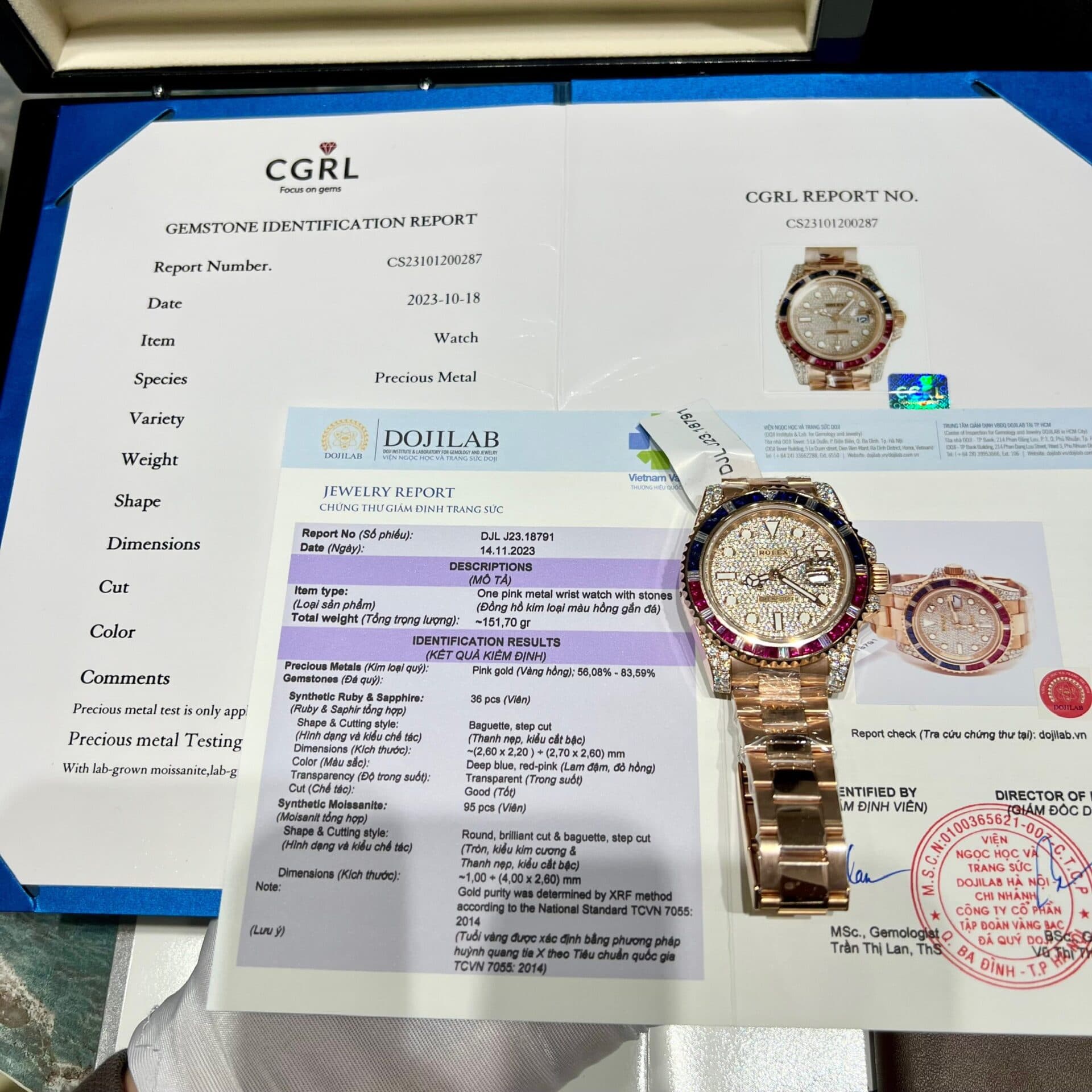 Dong-Ho-Rolex-GMT-Master-II-126755-SARU-Replica-11-Boc-Vang-Do-Moissanite-Sapphire-41mm-9-1