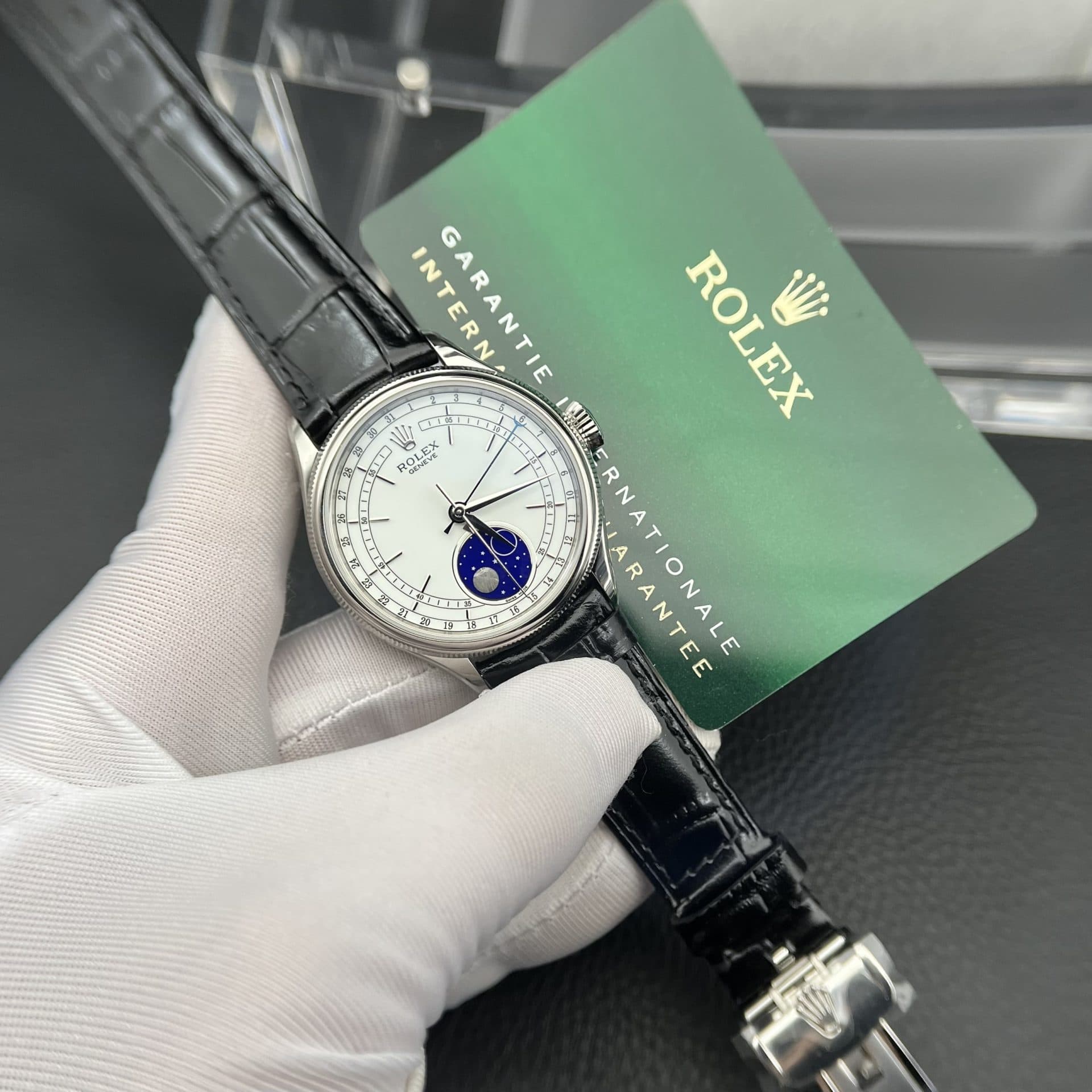 Dong-Ho-Rolex-Moonphase-50535-Rep-11-Nam-Day-Da-Mau-Den-39mm-1-1