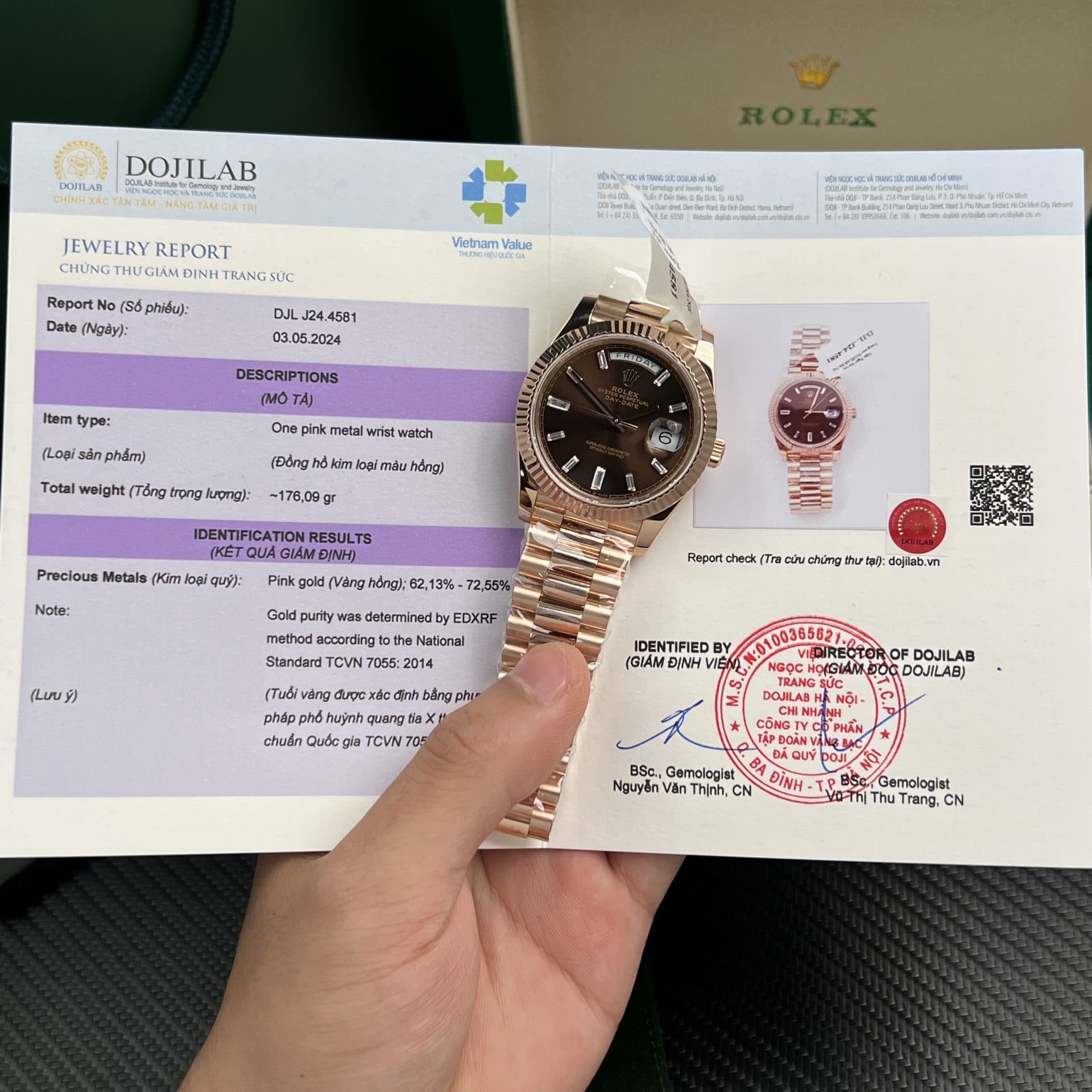 Dong-Ho-Rolex-Rep-11-Day-Date-Mat-Chocolate-Boc-Vang-18K-Trong-Luong-177gram-GM-Factory-40mm-2-1